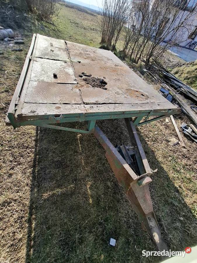 Przyczepa 1 osiowa sztywna platforma Sanok D50 nieuszkodzony świętokrzyskie Pińczów sprzedam
