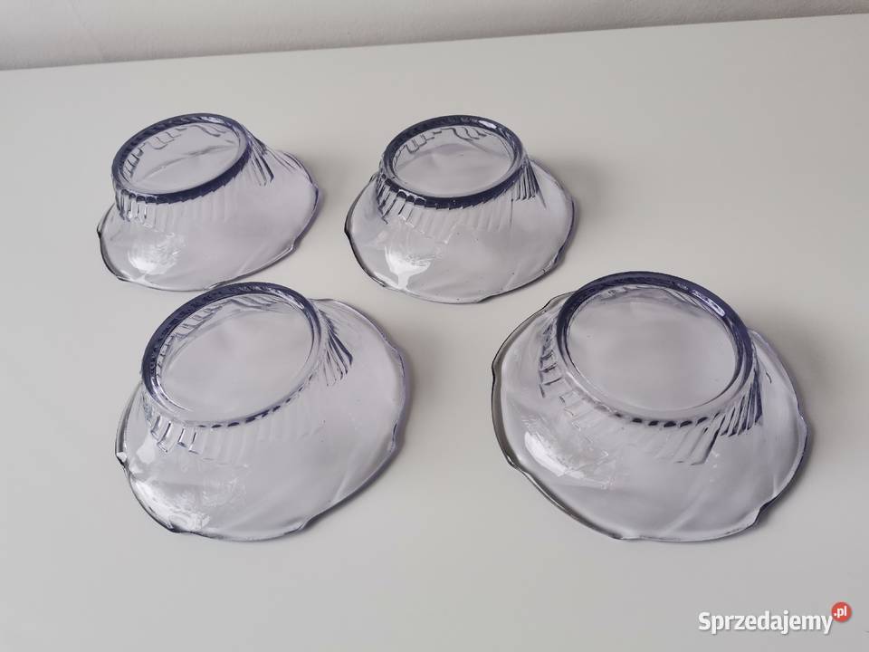 Stare fioletowe 4 miseczki szkło Art Deco Katowice