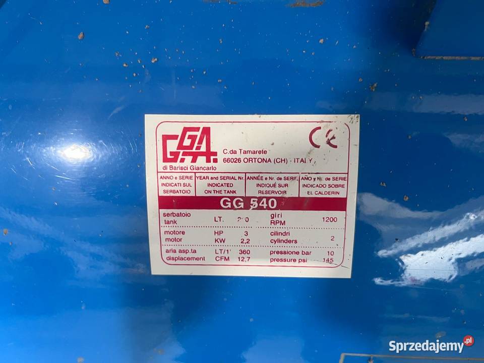 Kompresor tłokowy GGA GG 540 Juszczyn sprzedam