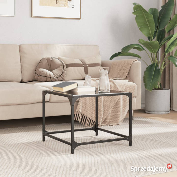 Stolik kawowy z czarnym szklanym blatem 50x50x40 Warszawa
