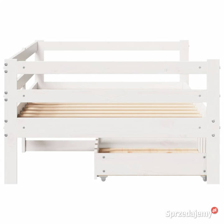 Łóżko dzienne z szufladami białe drewno sosnowe 56cm