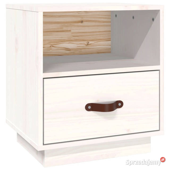 Szafka nocna biała 40x34x45 lite drewno sosnowe