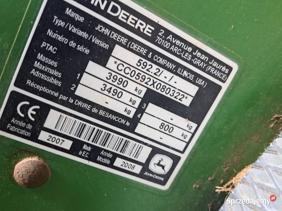 Prasa na sznurek John deere 592 ZAMIANA lubelskie Bełżyce