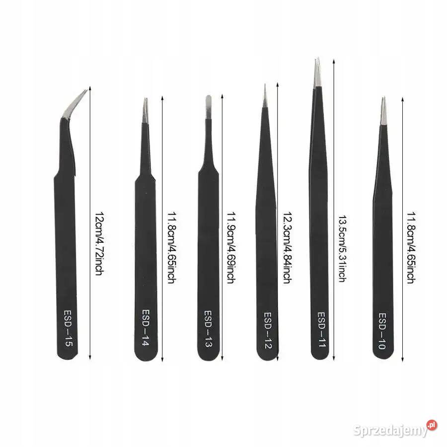 Zestaw 6 Pęset Precyzyjnych ESD10 do ESD15 Ludźmierz