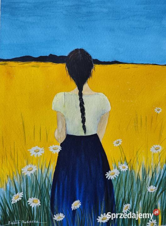 HORYZONT WSPOMNIEŃ Oryginalna akwarela nie print małopolskie Biały Dunajec