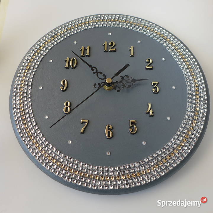 Zegar Glamour srebrno złoty drewno Słupsk