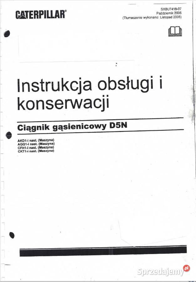Caterpillar CAT DN 5 DTR Instrukcja obsługi tradycyjny podręcznik podkarpackie Rzeszów