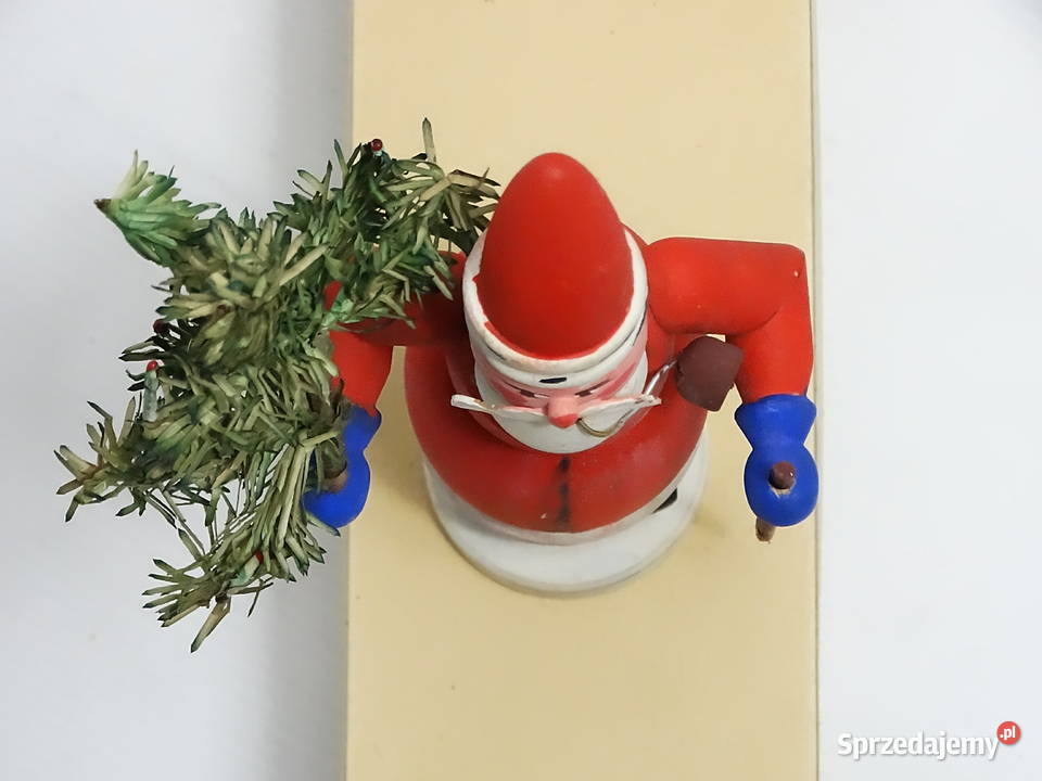 Stara Drewniana Figurka Mikołaj Z Choiną Vintage Biłgoraj