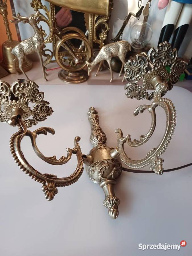 Piękny masywny mosiężny kinkiet Poznań