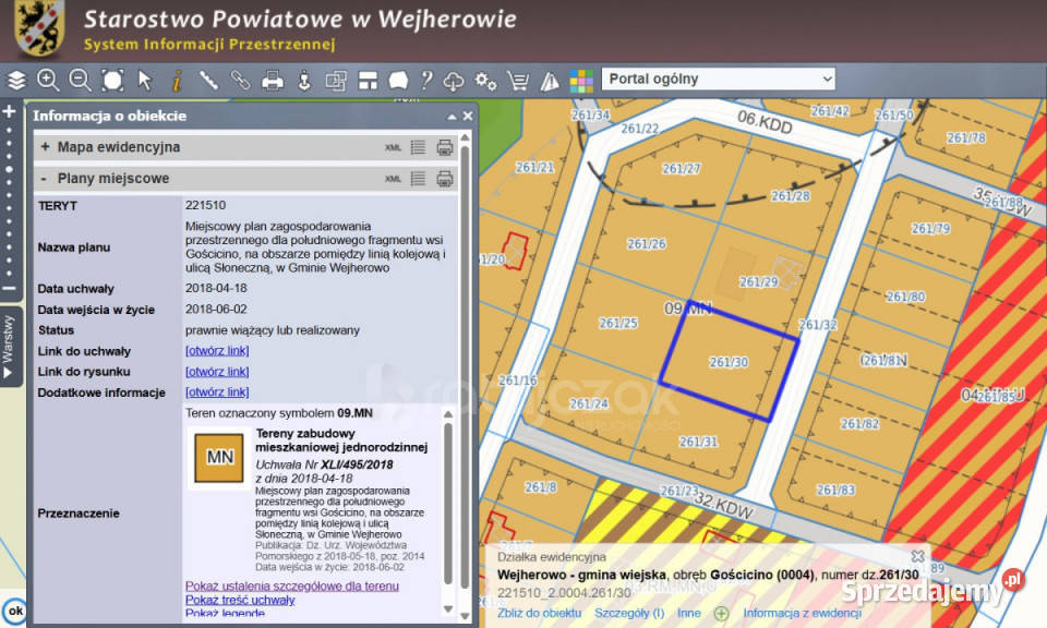 Grunt 1532m2 Gościcino 169zł/m2 sprzedam