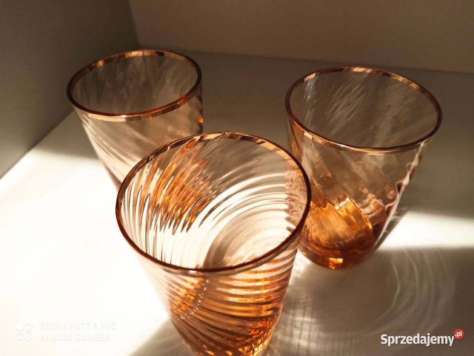 Szklanki łososiowe PRL Warpechy Stare