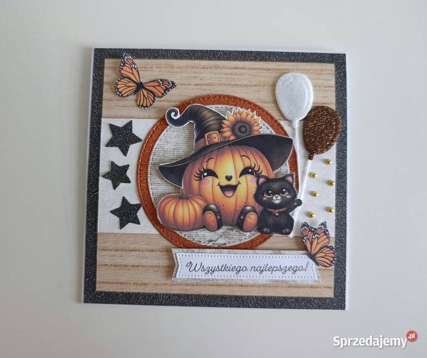 Kartka na urodziny imieniny jesienna Halloween Łódź