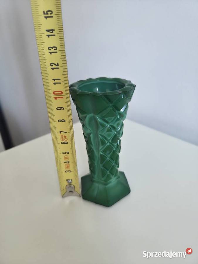 Wazonik szkło malachitowe vintage wielkopolskie Poznań