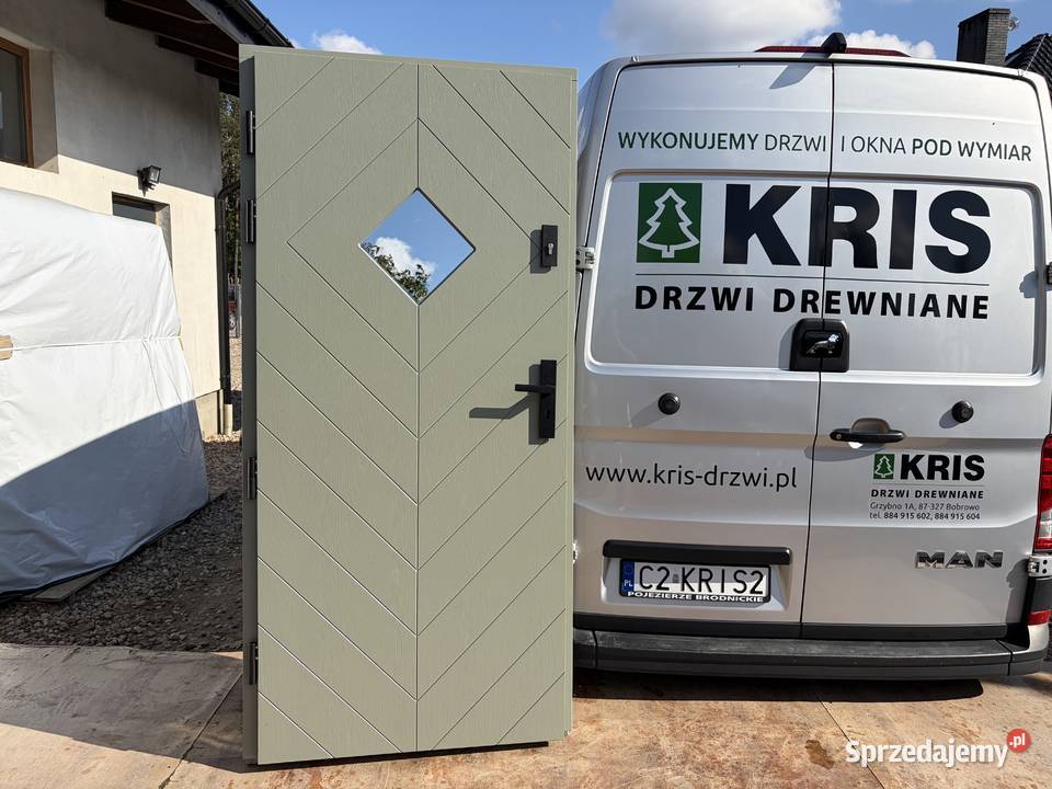 Drzwi drewnętrzne dostępne ręki RAL7033 Bobrowo