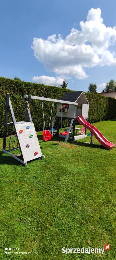 Drewniany plac zabaw huśtawki wspinaczka śląskie Częstochowa