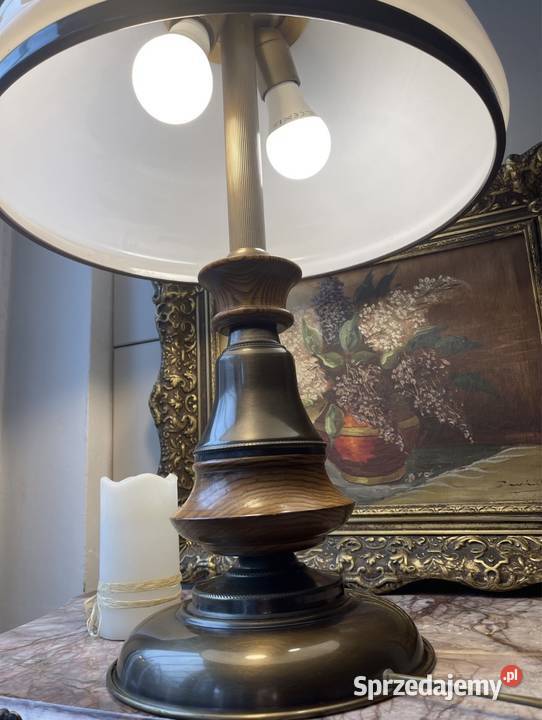 2 ekskluzywne lampy lampa drewno mosiądz Długopole-Zdrój