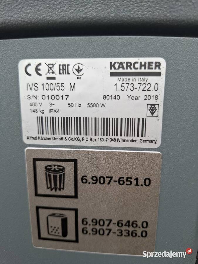 Odkurzacz przemysłowy Karcher IVS 10055 M 55 KW Świdnik