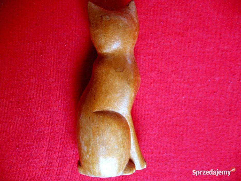 Kot Poważny kotek drewniany figurka stara 115 x beżowy Siedlce