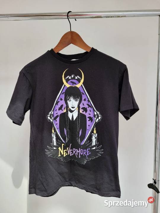 Czarny tshirt bluzka print Wednesday Liszki