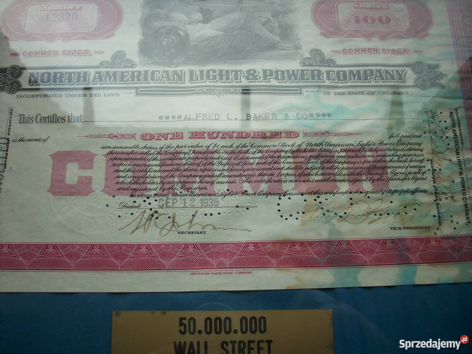 RarytasOryginalne Akcje z 1935 rokuWall