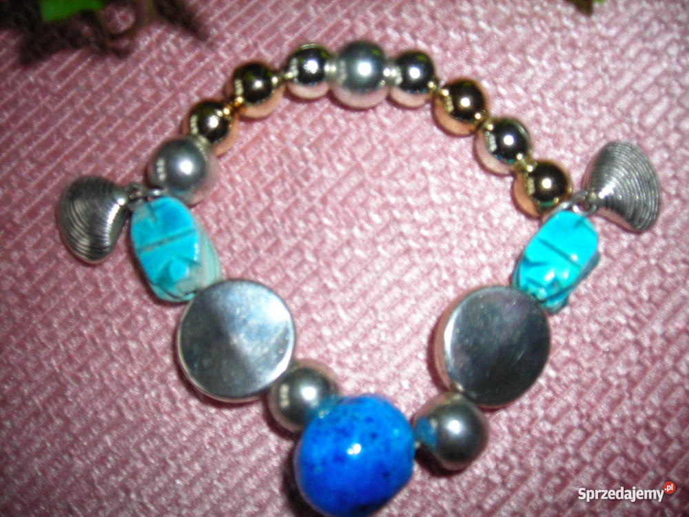 BRANSOLETKA HAND MADE Z DOMINANTĄ TURKUSOWĄ Piła