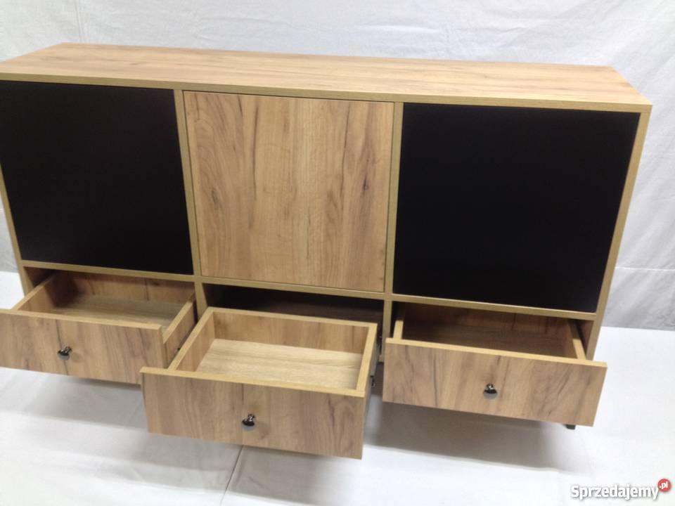 Komoda nowoczesna Highboard dąb craft złoty K003