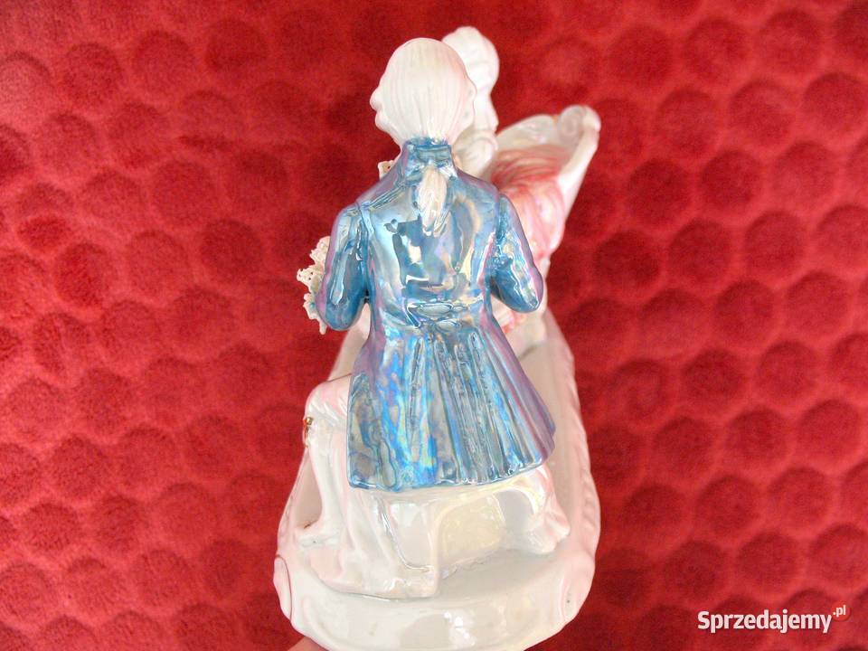 Wiktoriańska figurka Piękna para na herbatce i Siedlce