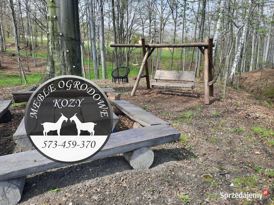 Meble ogrodowe drewniane góralskie biesiadne śląskie Kozy