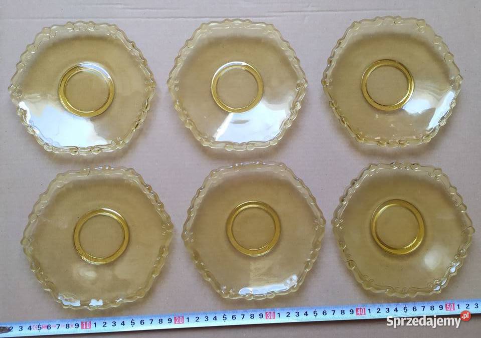 499 TALERZE małe szklane 6 sztuk pomarańczowe Pozostałe Łódź