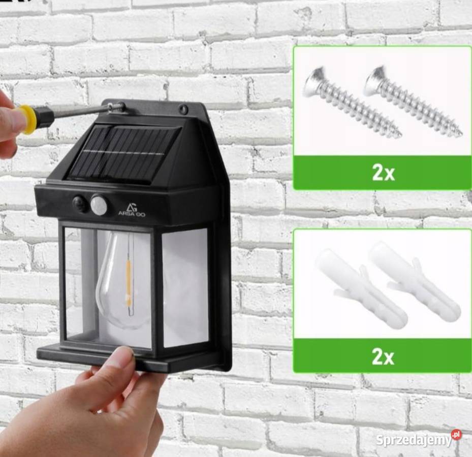 Lampa Solarna Kinkiet Ścienny Latarnia Żarówka Nowy Sącz