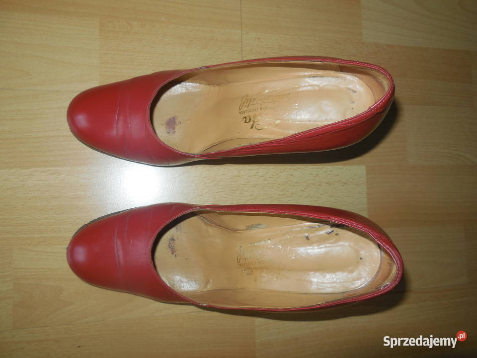 czółenka skórzane czerwone łódzkie Łódź sprzedam