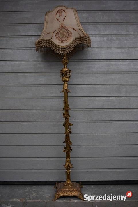 Stojąca Lampa z Brązu Abażur Vintage Lampka Kraków sprzedam