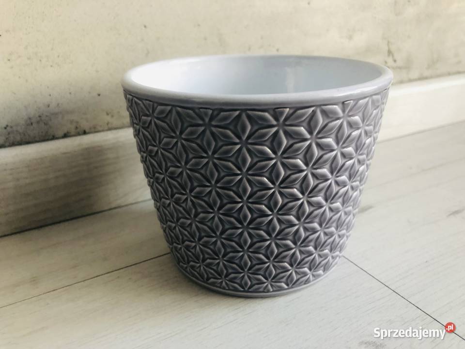 NOWA szara doniczka donica na kwiaty grafitowa Łódź