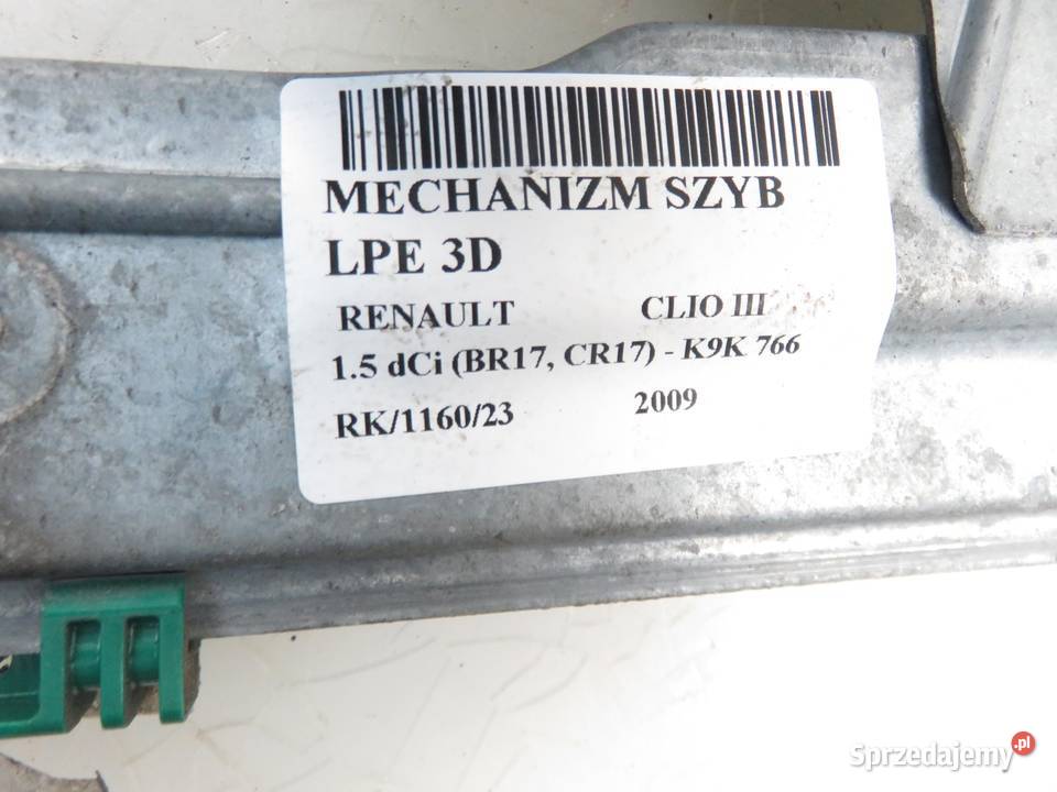 PODNOŚNIK SZYBY LEWY 3D CLIO III 8200826168B Mechanizmy opuszczania szyb