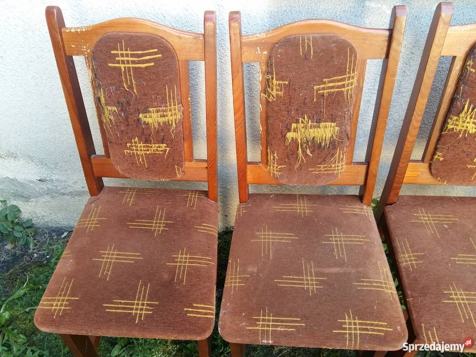 Komplet 4 porządnych krzeseł do odświeżenia 173 93cm Kościan