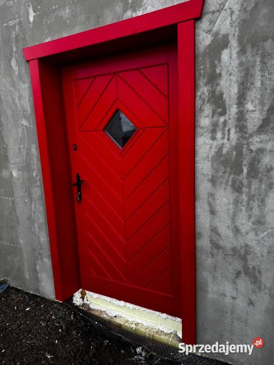 Drzwi Drewniane Wejściowe RETRO 1 RAL 3020 Raba Niżna