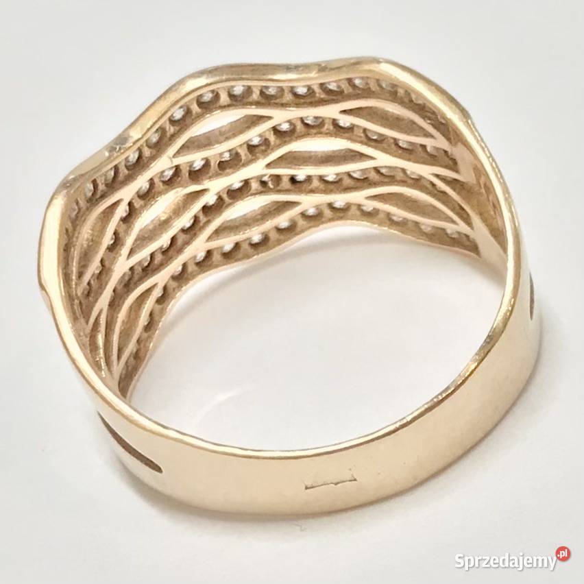 Złoty PIERŚCIONEK 585 14K RÓŻOWE złoto KAMIENIE sprzedam