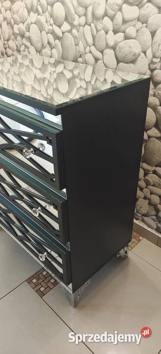 Komoda czarna ornamenty lustra nogi ażur GLAMOUR 70cm małopolskie Nowy Sącz