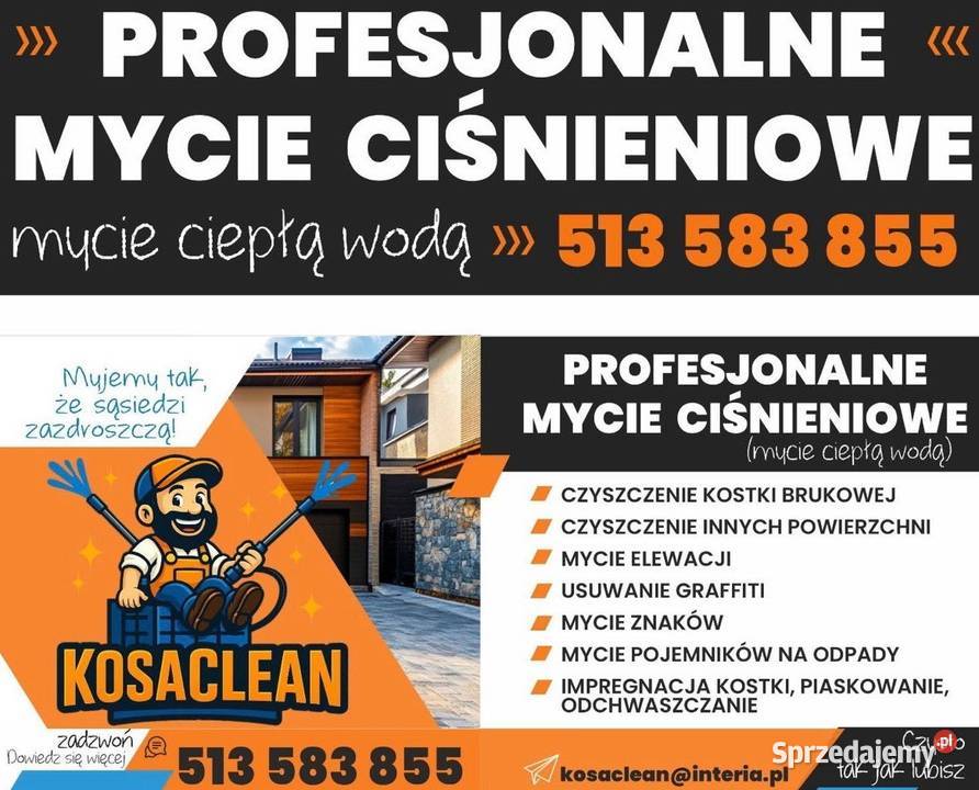 Mycie wysokociśnieniowe różnych powierzchni Chełmża