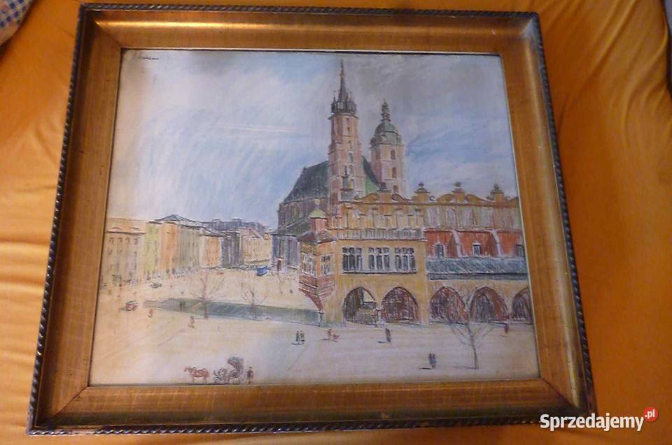 OBRAZ STARY PRZEDWOJENNY RYNEK GŁÓWNY KRAKÓW małopolskie Kraków