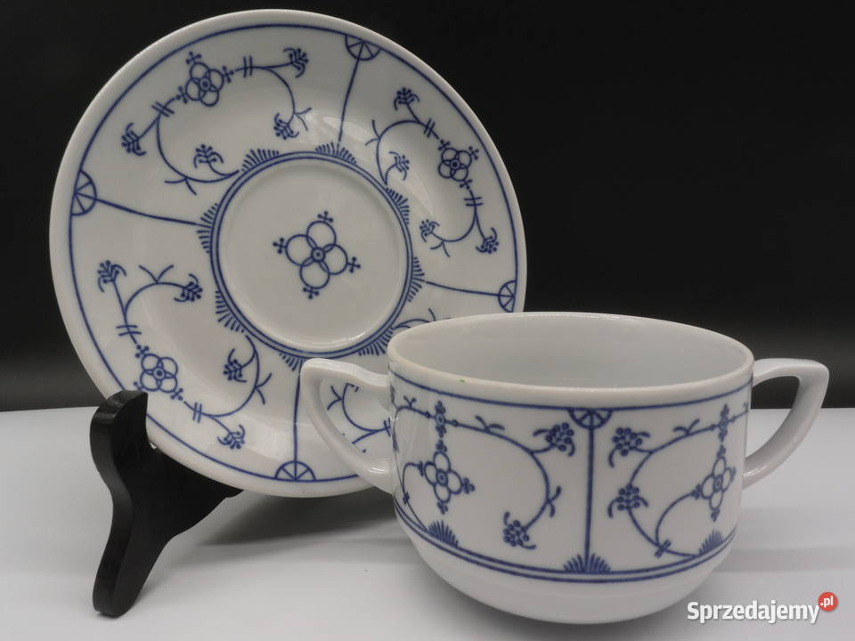 Porcelanowa bulionówka ze spodkiem Wzór Słomkowy Raszków