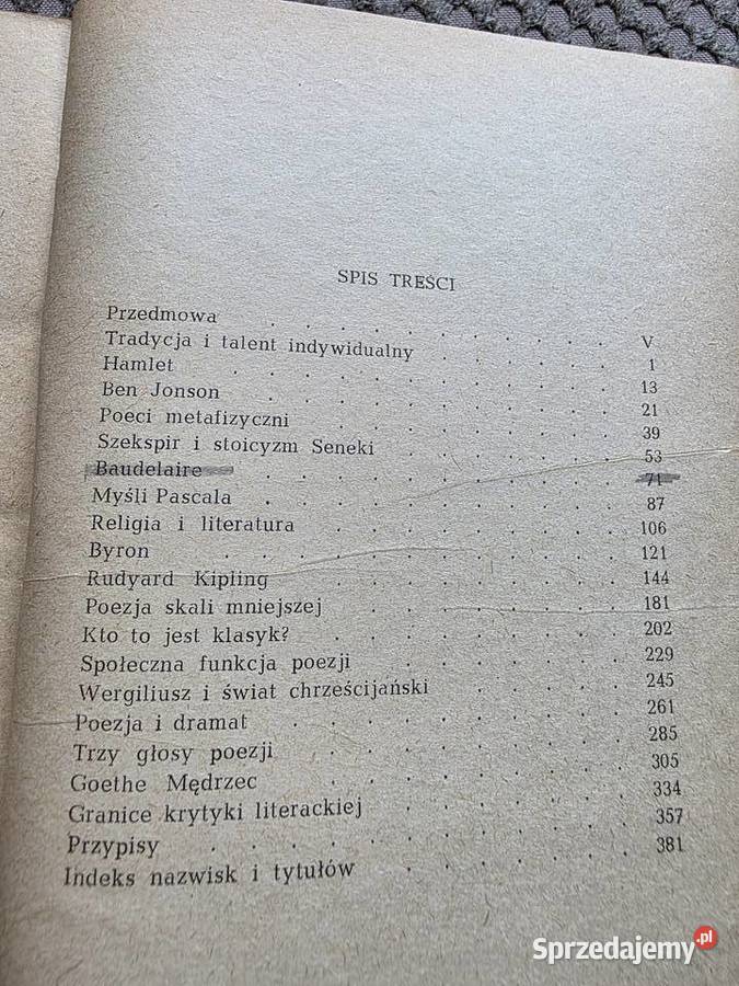 T S Eliot Szkice literackie sprzedam