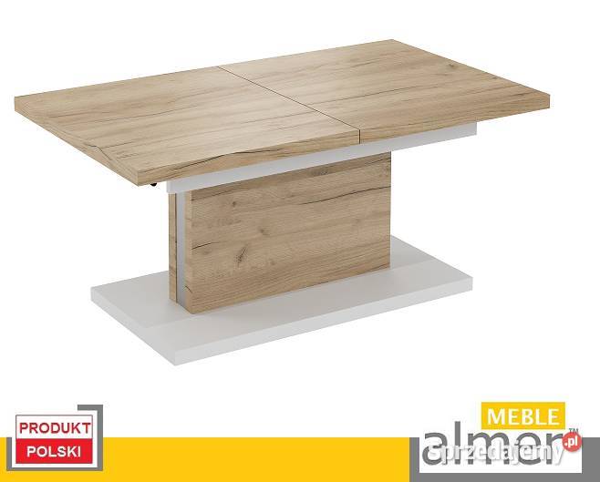 Ława L58 Dąb Sonoma Biały Ławostół Rozkładany Stoły, krzesła, biurka Gdańsk