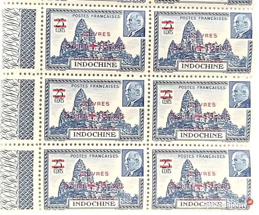 Znaczek kolonialny Indochiny Francuskie Angkor Filatelistyka Bronisze