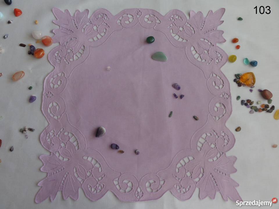 Serwetki kolorowe fioletowe wyszywane haf Lublin