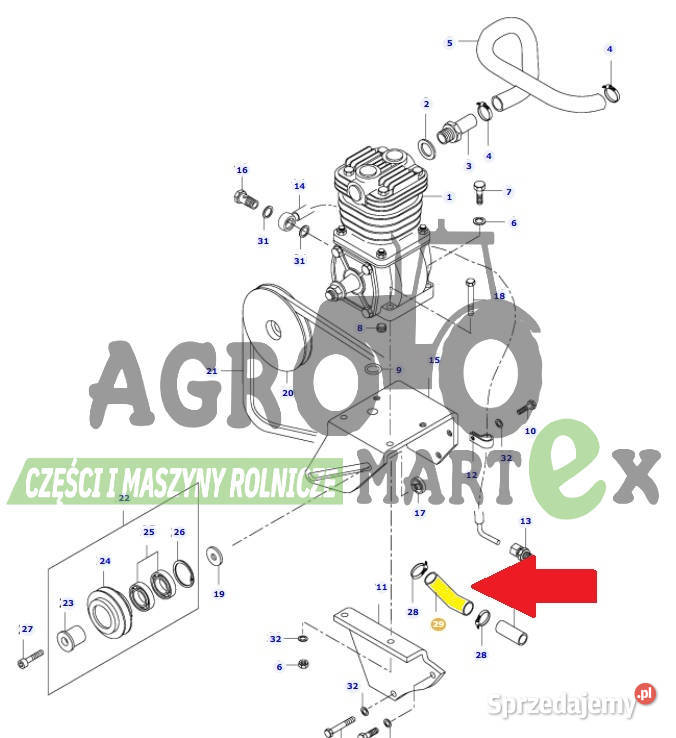 V35543200 35543200 WĘŻYK DOLNY KOMPRESORA AGCO Wichrów