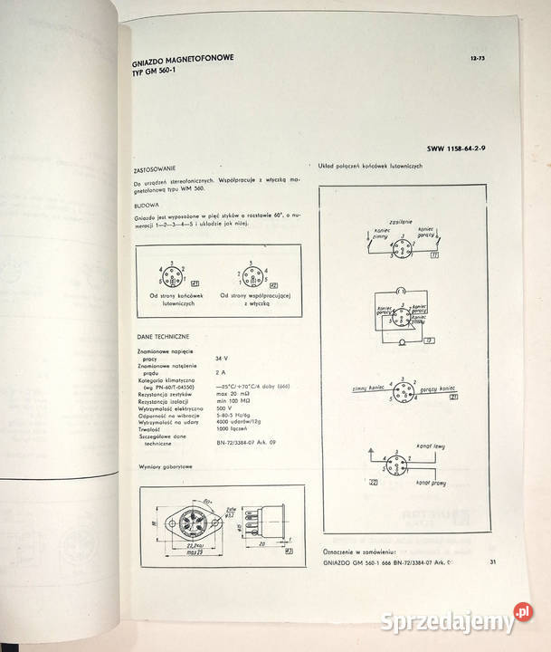 KATALOG UNITRA ELTRA ZŁĄCZA 1973 WM 590 WM545