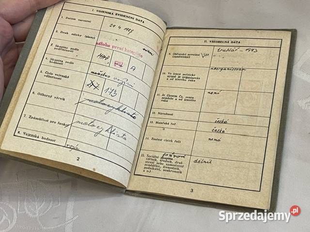 Czechosłowacka Książeczka Wojskowa 1951 SR Kraków