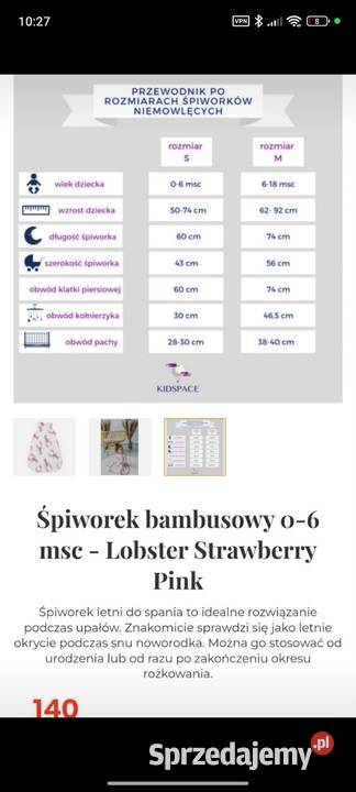 Nowy śpiworek bambusowy Kidspace 06 msc Warszawa