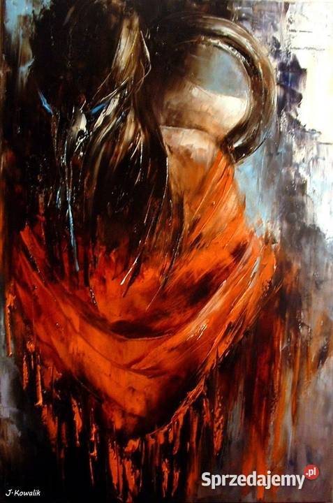 Kowalik Czerwona chusta 50x70 dziewczyna akt Warszawa sprzedam